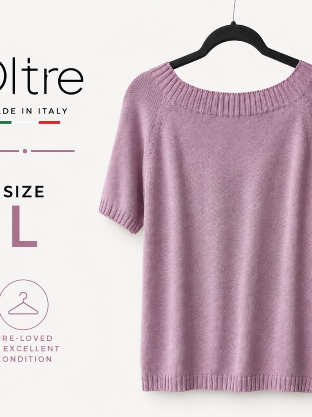 Outré Made in Italy Pink Knit Short Sleeve Sweater Top Size L